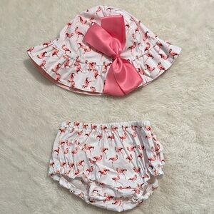 Pink Flamingo Kids Sun Hat and Bloomers Set